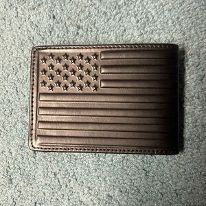 NEW Black Western American Flag Style Leather Wallet